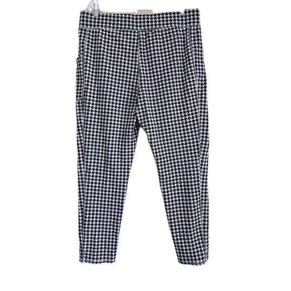 DENIM & CO Women's XL Pants Leggings Houndstooth Black White Gray Ankle Stretch - Picture 7 of 8